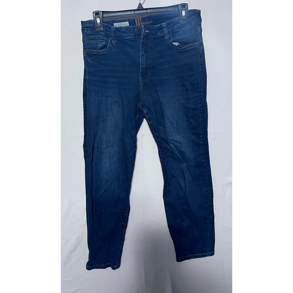KUT from the Kloth Katy High Rise Ankle Straight Leg Jeans Blue Size 10